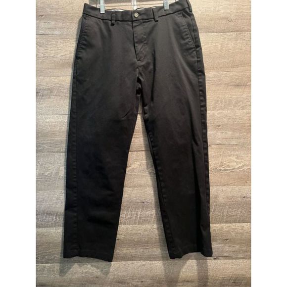 George Mens Black Soot Flat Front Half Elastic Waist Pants Size 32 - Picture 1 of 5